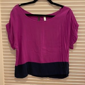 Pink and navy short sleeve top